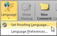 Set Proofing Language option selected 
