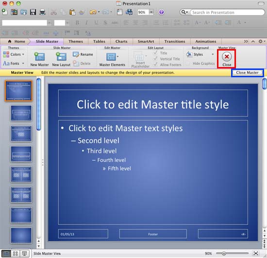 Change Background Styles in the Slide Master in PowerPoint 2011 for Mac
