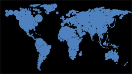 World Maps in Circles Wide