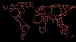 World Maps in Circles Wide