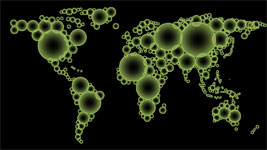 World Maps in Circles Wide