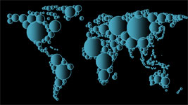 World Maps in Circles Wide