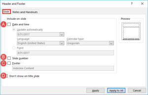 Add Headers and Footers to Slides in PowerPoint 2016 for Windows