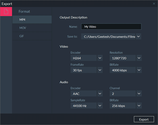 Export your video