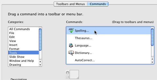 Select the command to be added to the Toolbar Select the command to be added to the Toolbar