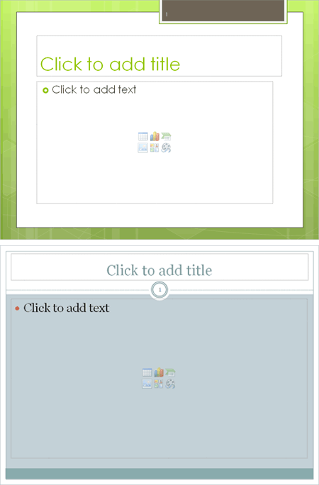 Different positions of Slide Numbers on the slide
