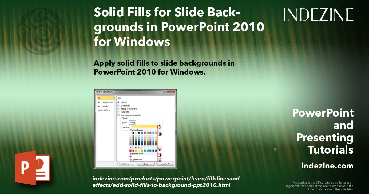 Solid Fills for Slide Backgrounds in PowerPoint 2010 for Windows
