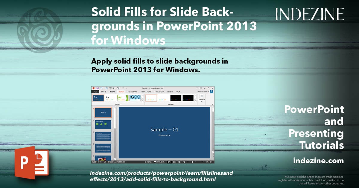 Solid Fills for Slide Backgrounds in PowerPoint 2013 for Windows