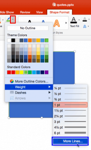 Formatting Outlines for Shapes (Weight/Thickness) in PowerPoint 2016 for Mac