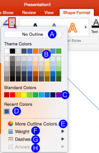 Formatting Lines (and Shape Outlines) in PowerPoint 2016 for Mac