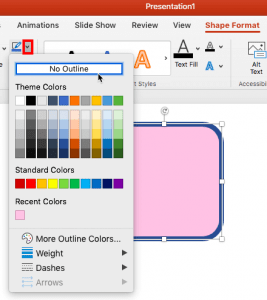 No Shape Outline in PowerPoint 365 for Mac