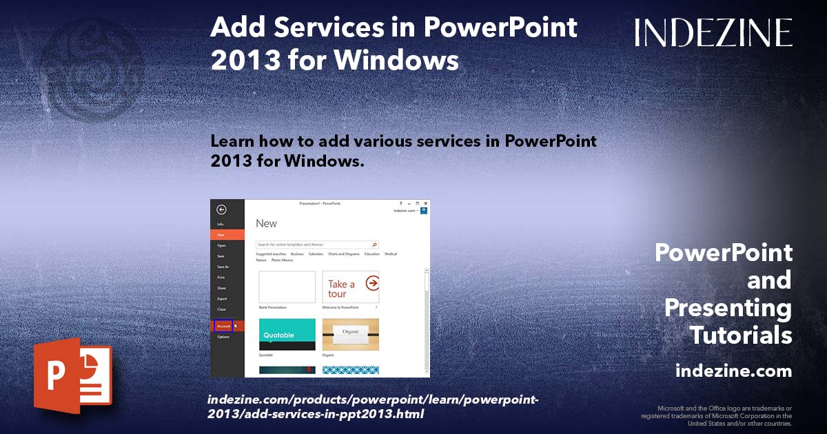 Add Services in PowerPoint 2013 for Windows