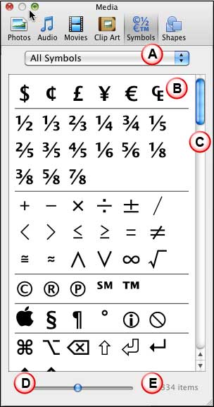 Symbols tab within the Media Browser