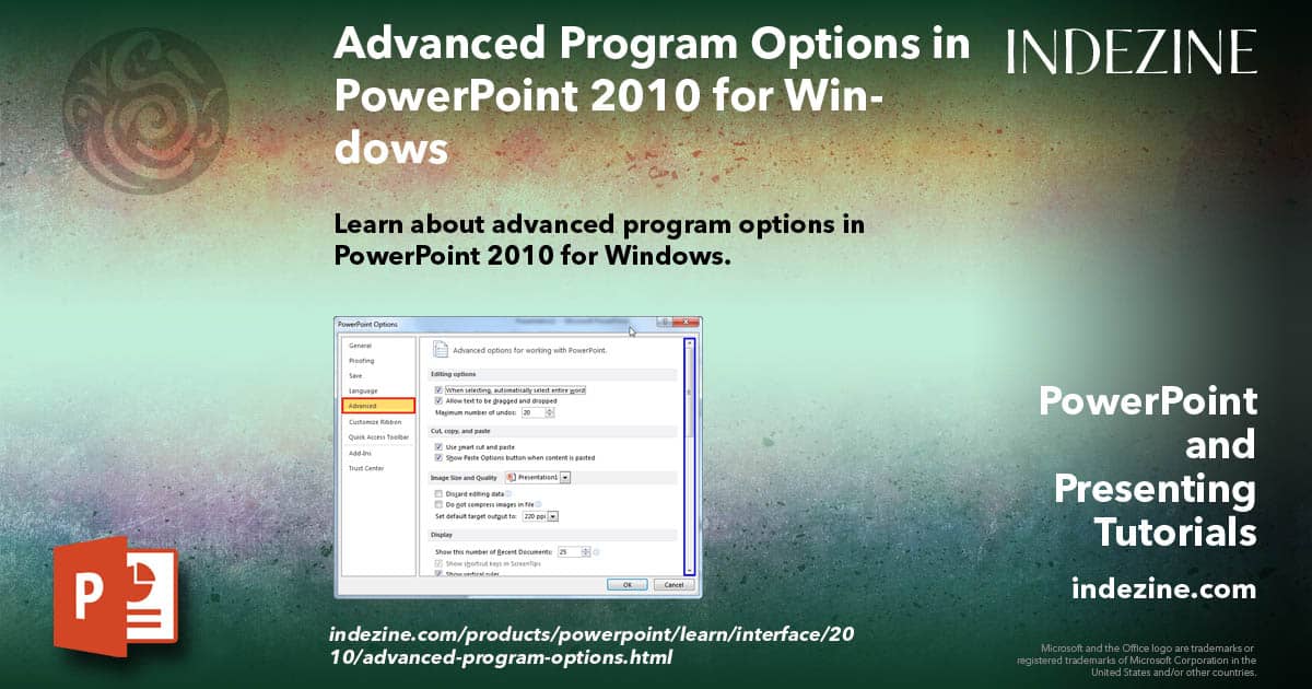 Advanced Program Options in PowerPoint 2010 for Windows