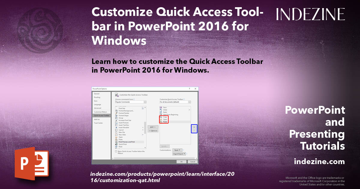 Customize Quick Access Toolbar in PowerPoint 2016 for Windows