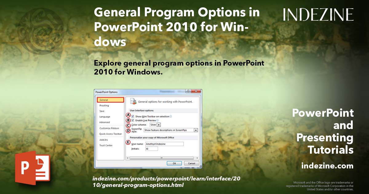 General Program Options in PowerPoint 2010 for Windows