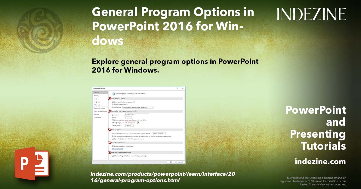 General Program Options in PowerPoint 2016 for Windows