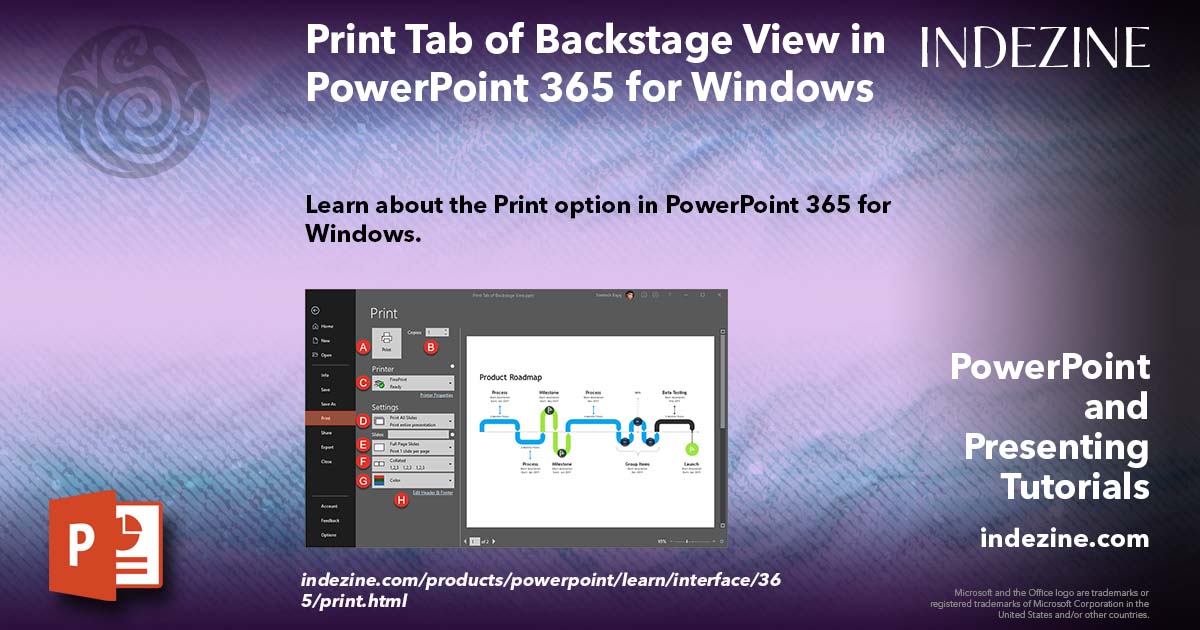 Print Tab of Backstage View in PowerPoint 365 for Windows