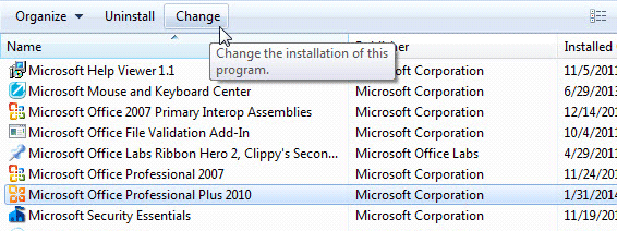 Change button Change button