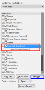 Add and Rename Ribbon Tabs in PowerPoint 2019 for Windows