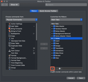 Add and Rename Ribbon Tabs in PowerPoint 365 for Mac