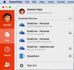 Add Services in PowerPoint 2016 for Mac