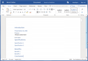 Creating PowerPoint Outlines in Word Online