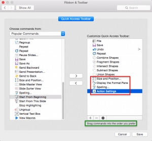 Customize Quick Access Toolbar in PowerPoint 2016 for Mac