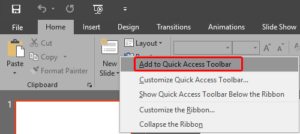 Customize the Quick Access Toolbar in PowerPoint 2016 for Windows
