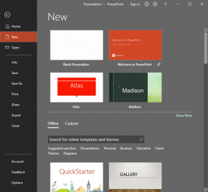 File Menu and Backstage View in PowerPoint 365 for Windows