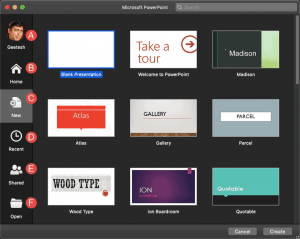 File Menu and Backstage View in PowerPoint 365 for Mac