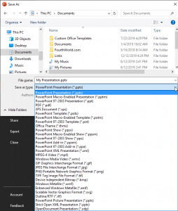 File Formats in PowerPoint 2019 for Windows