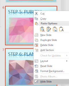 Hide/Unhide Slides in PowerPoint 2016 for Windows