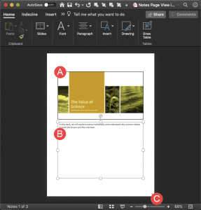 Notes Page View in PowerPoint 365 for Mac