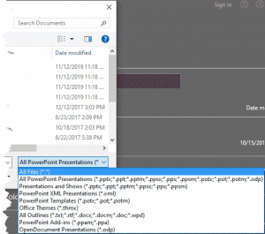 File Types That Can be Opened in PowerPoint 365 for Windows