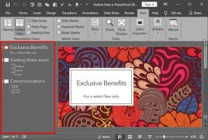 Outline View in PowerPoint 2019 for Windows