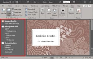 Outline View in PowerPoint 365 for Windows