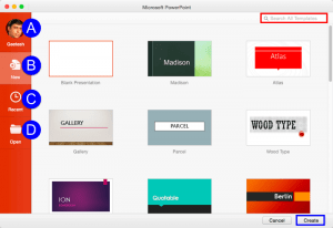 Presentation Gallery in PowerPoint 2016 for Mac