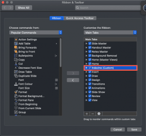 Reordering and Removing Ribbon Tabs in PowerPoint 365 for Mac