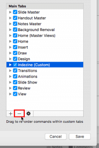 Reordering and Removing Ribbon Tabs in PowerPoint 2016 for Mac