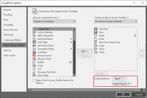 Reset, Export, and Import QAT Customizations in PowerPoint 365 for Windows