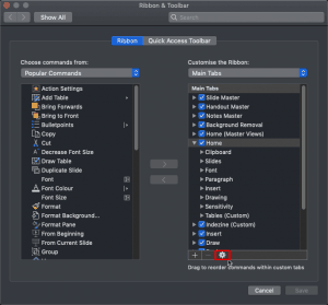 Reset, Export, and Import Ribbon Customizations in PowerPoint 365 for Mac