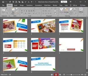 Slide Sorter View in PowerPoint 2019 for Windows
