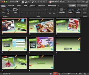 Slide Sorter View in PowerPoint 365 for Mac
