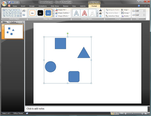 Drawing Tools Format tab of the Ribbon
