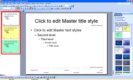 Multiple Slide Masters in PowerPoint 2003 for Windows