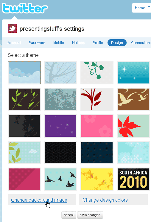 Upload New Twitter Background