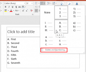 Change the Numbered List Style in PowerPoint 2016 for Windows