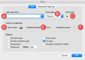 Font Dialog Box in PowerPoint 2016 for Mac