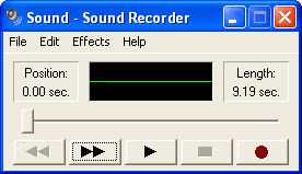 The Sound Recorder interface The Sound Recorder interface